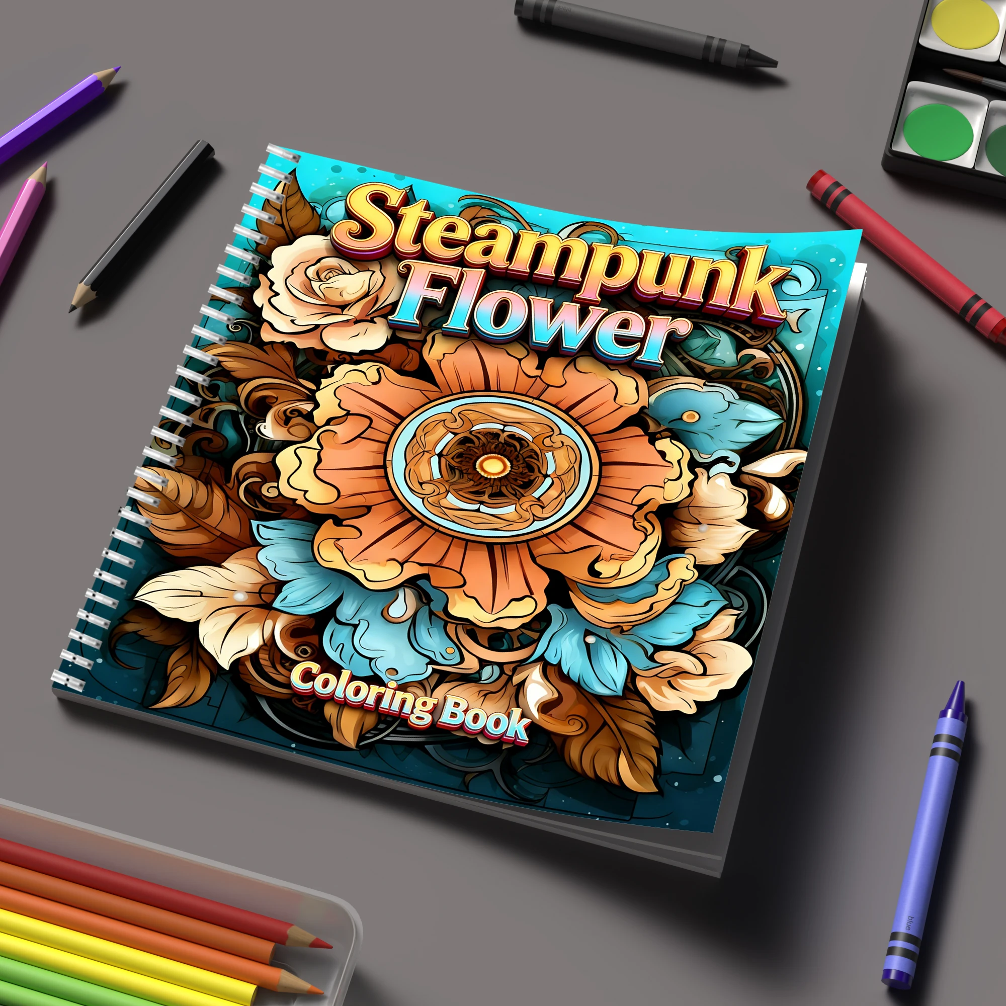 Street Fashion Punk - Coloring Book Steampunk Flowers for Adult