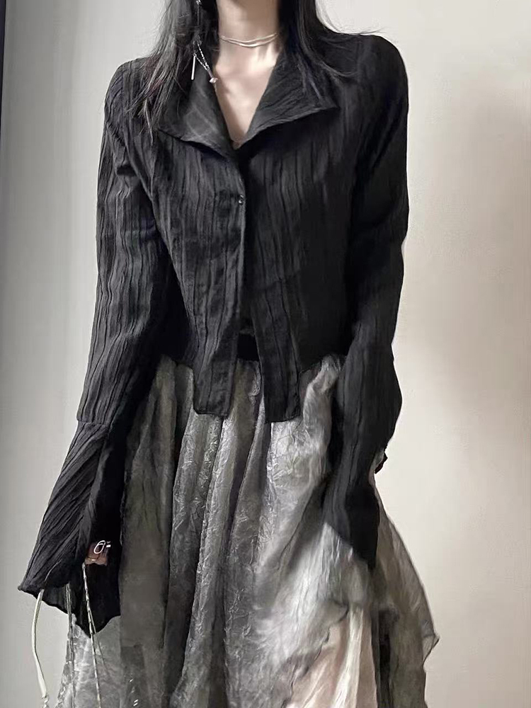 Street Fashion Punk - Gothic Women Black Shirts Y2K Japanese