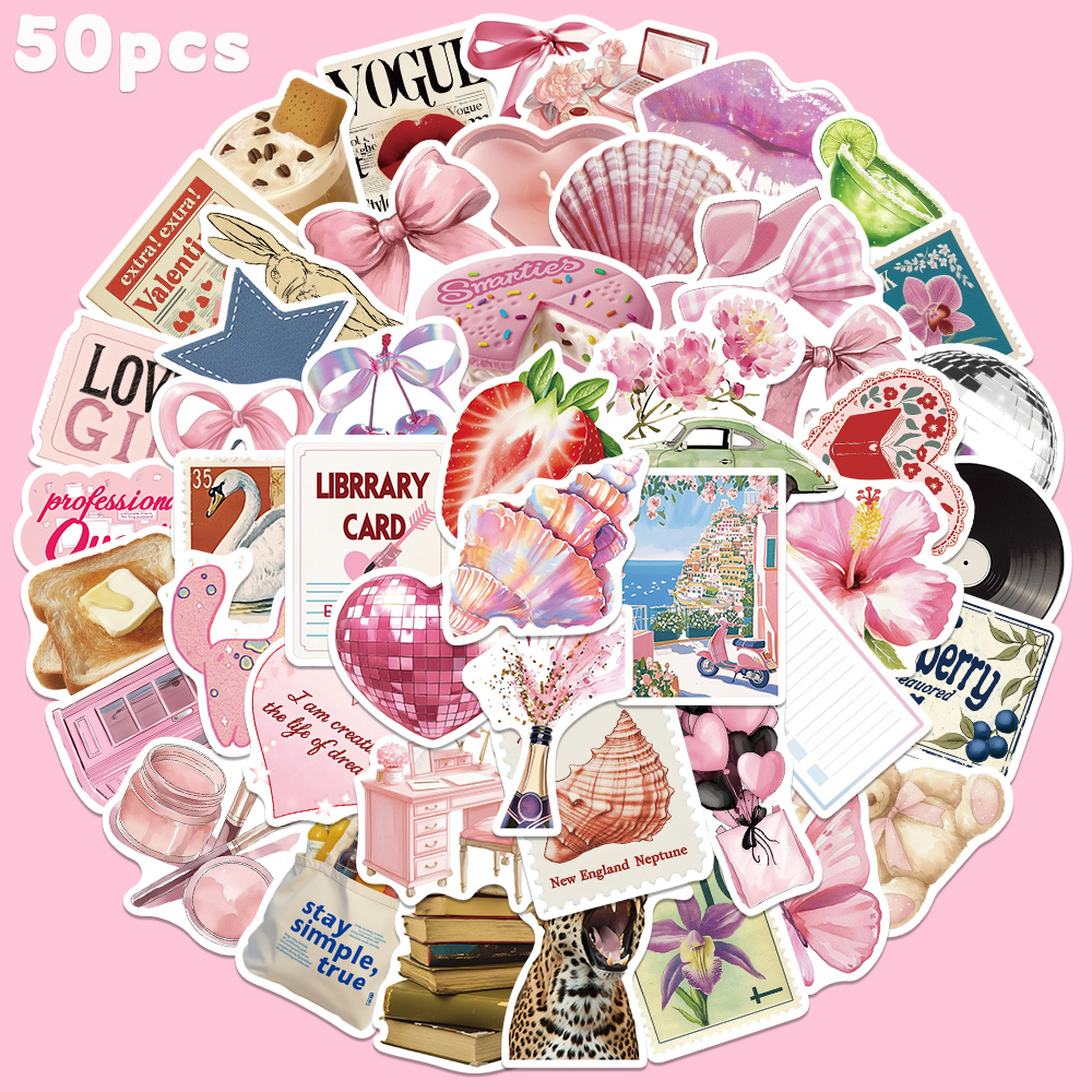 50pcs Pink Bow Sticker Fashion - Street Fashion Magazine incelemesi ve fiyatı