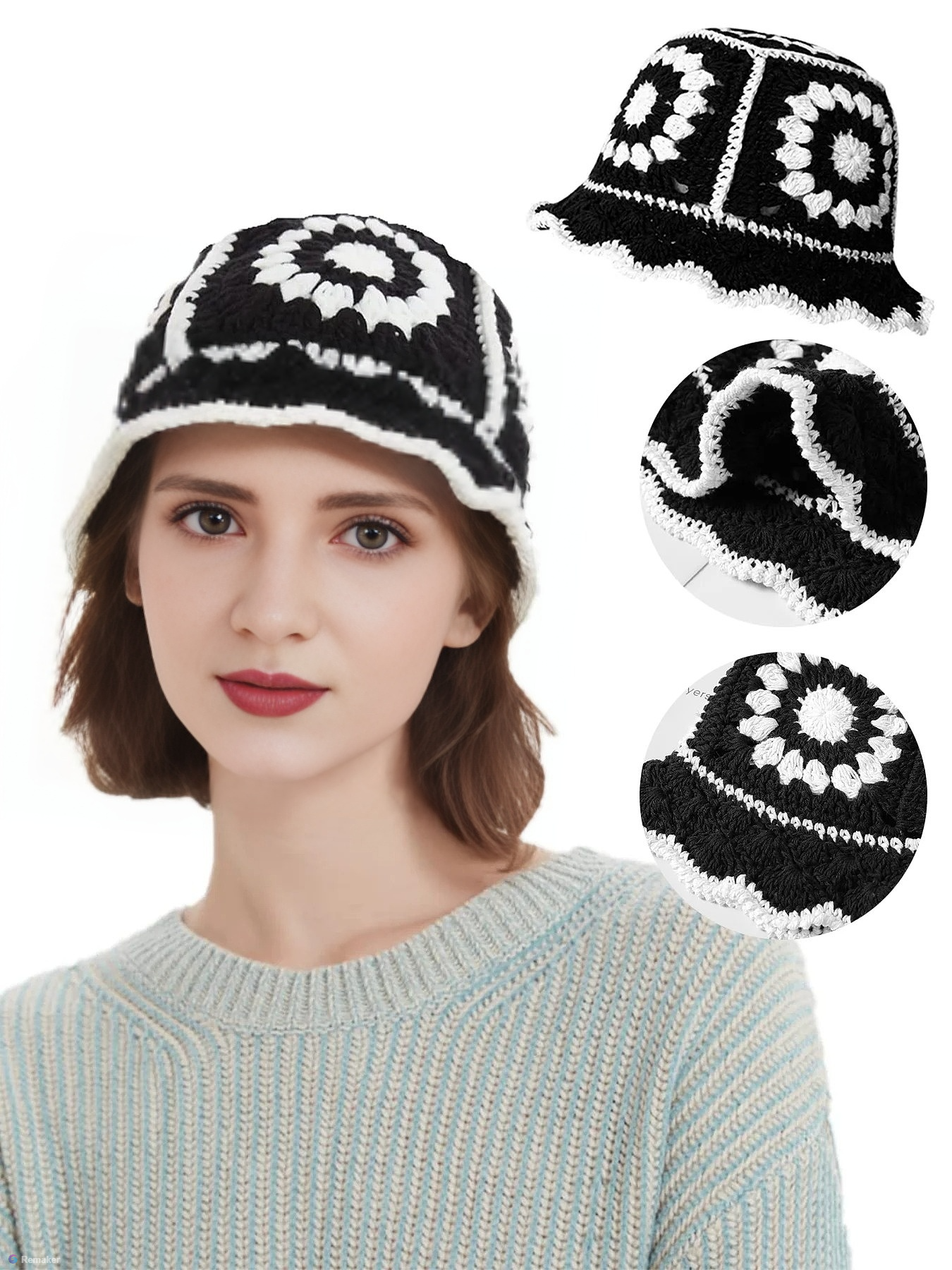 Women Handmade Crochet Bucket  - Street Fashion In Korea incelemesi ve fiyatı