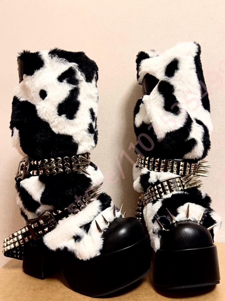 Winter Platform Cow Print Plus - Street Fashion Punk incelemesi ve fiyatı
