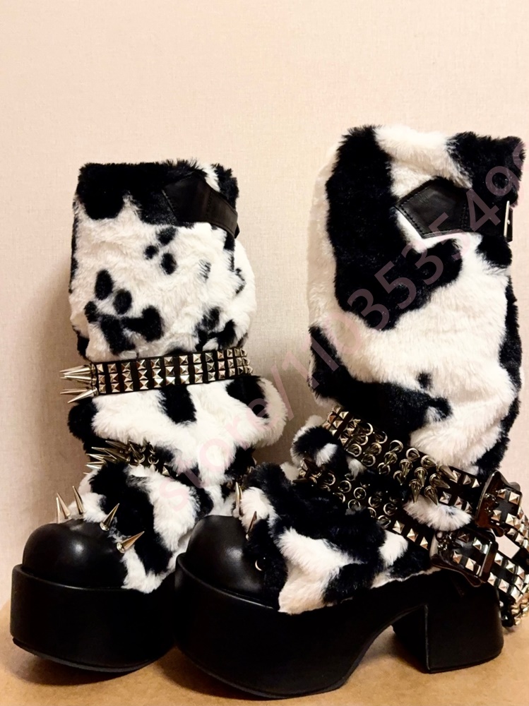Winter Platform Cow Print Plus - Street Fashion Punk incelemesi ve fiyatı