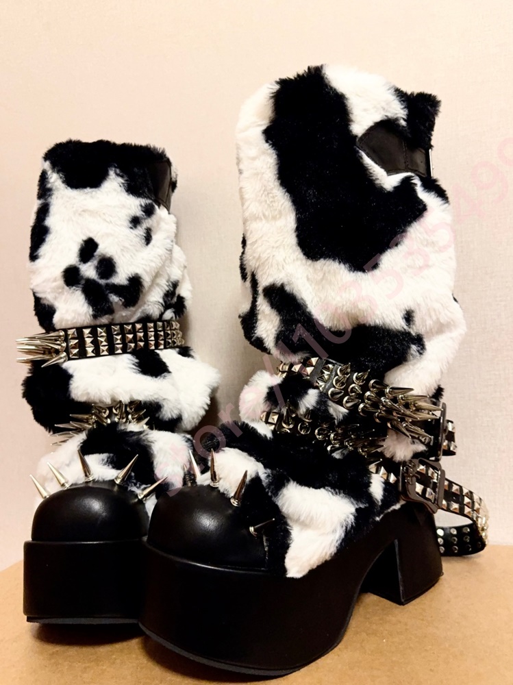 Winter Platform Cow Print Plus - Street Fashion Punk incelemesi ve fiyatı