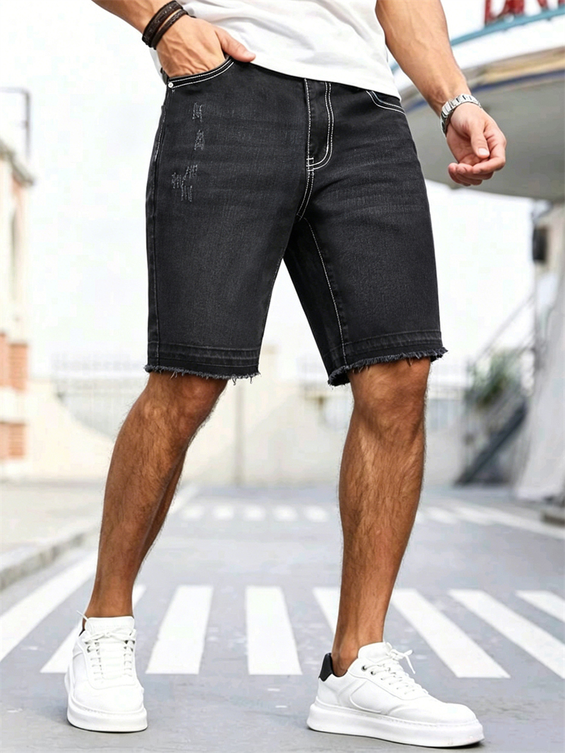 Men's Stretch Black Jorts Stre - Street Fashion In Korea incelemesi ve fiyatı