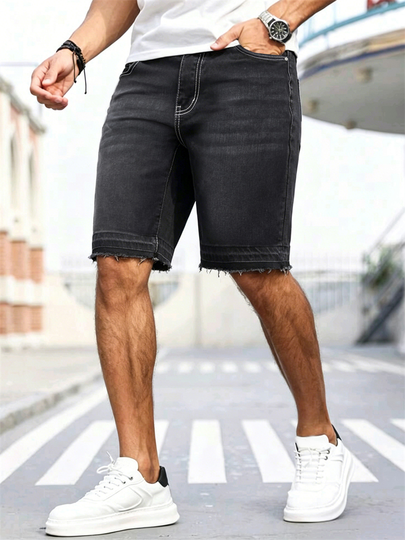 Men's Stretch Black Jorts Stre - Street Fashion In Korea incelemesi ve fiyatı