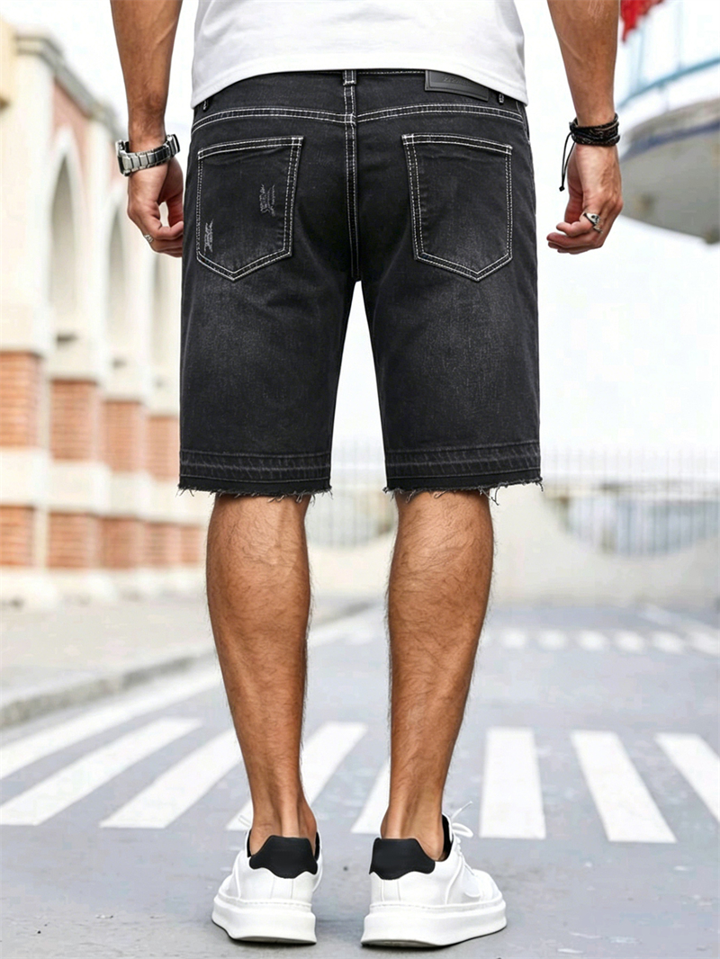 Men's Stretch Black Jorts Stre - Street Fashion In Korea incelemesi ve fiyatı