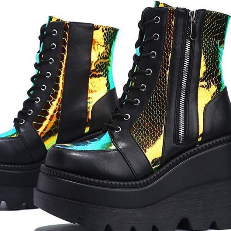 Women's Pink Holographic Platf - Street Fashion Punk incelemesi ve fiyatı