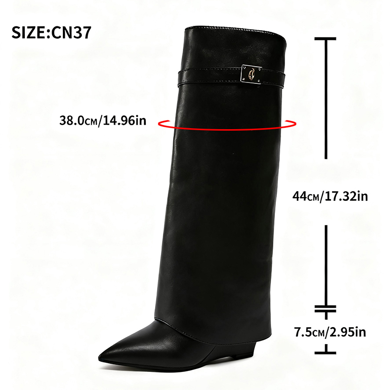 Black Pu Leather Knee High Boo - Street Fashion Punk incelemesi ve fiyatı