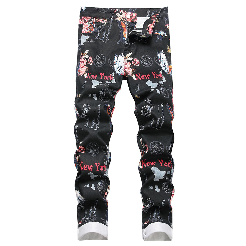 Men Digital Print Jeans Fashio - High Street Fashion New York incelemesi ve fiyatı