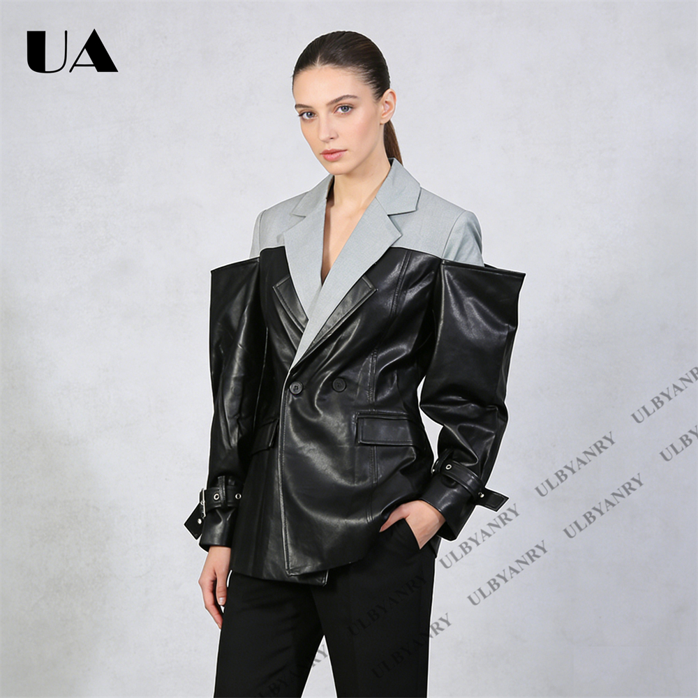 ULBYANRY Colorblock Faux Leath - Street Fashion Week incelemesi ve fiyatı