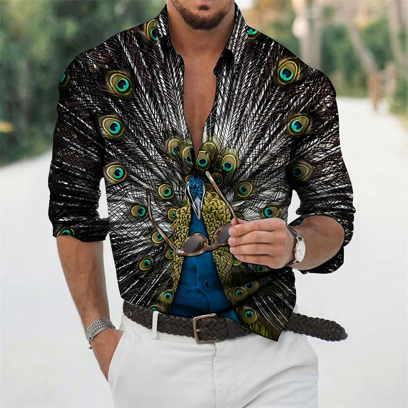 Peacock 3D Print Shirts Street - Street Fashion In Korea incelemesi ve fiyatı
