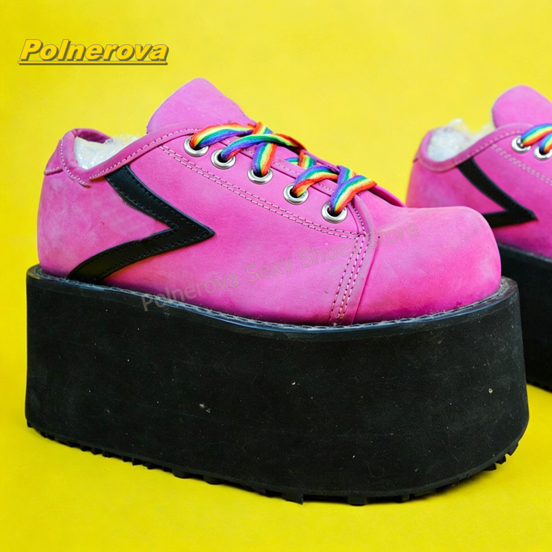 Hot Pink Rainbow Laces Platfor - Street Fashion Hot incelemesi ve fiyatı