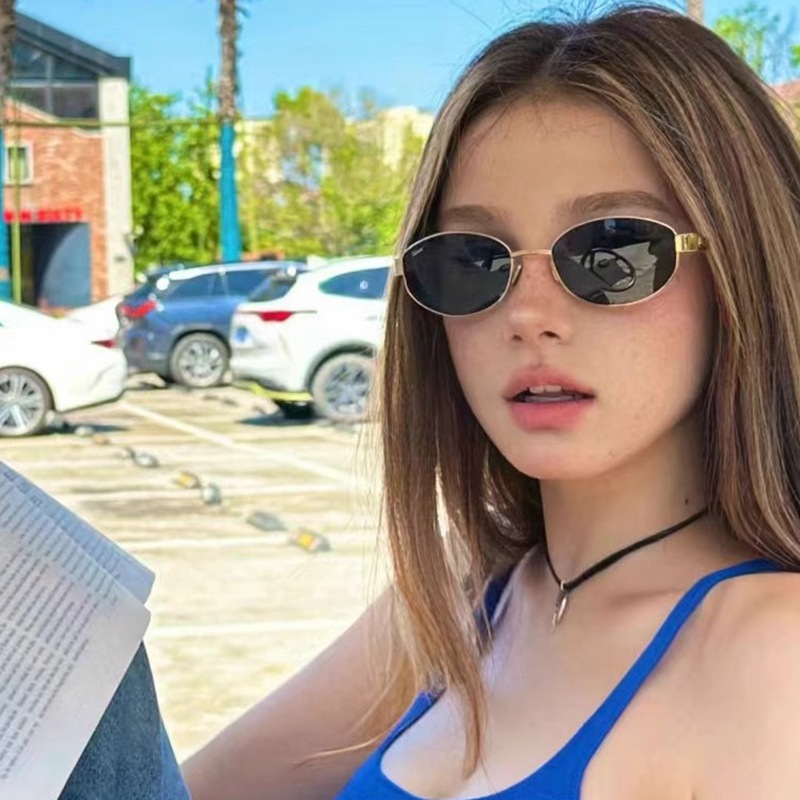 Korea New Oval Alloy Sunglasse - Street Fashion In Korea incelemesi ve fiyatı