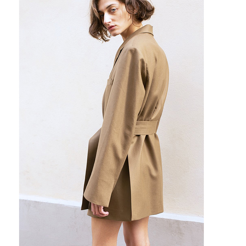 Chic Khaki Midi Suit Dress Fas - Street Fashion Week incelemesi ve fiyatı