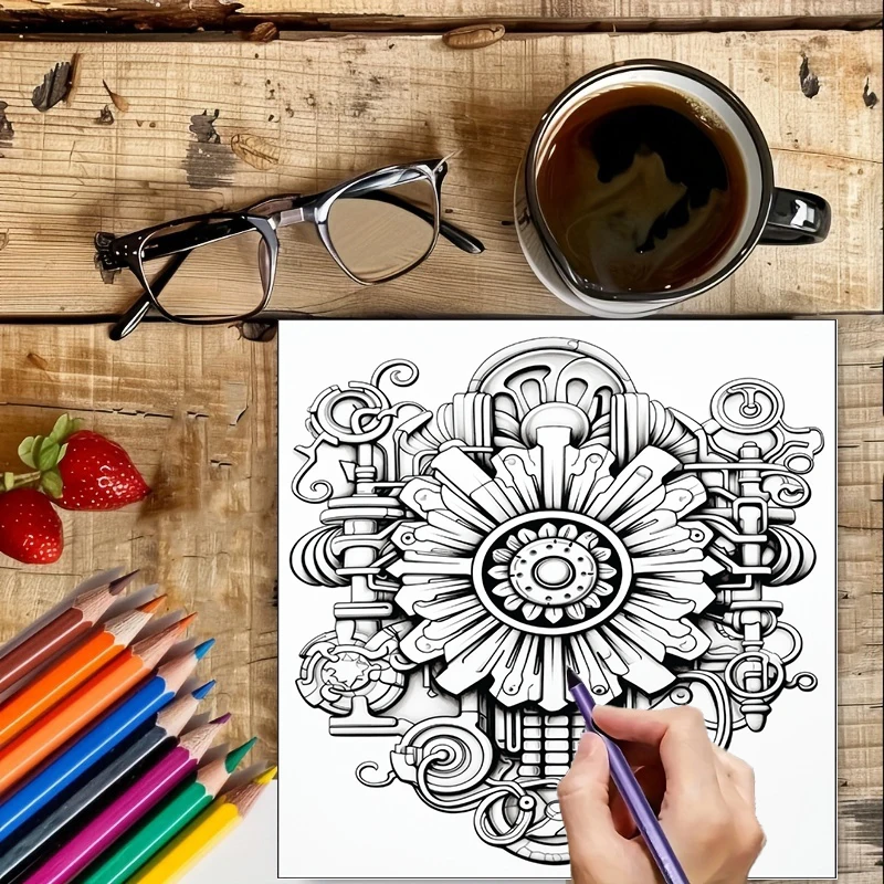 Coloring Book Steampunk Flower - Street Fashion Punk incelemesi ve fiyatı