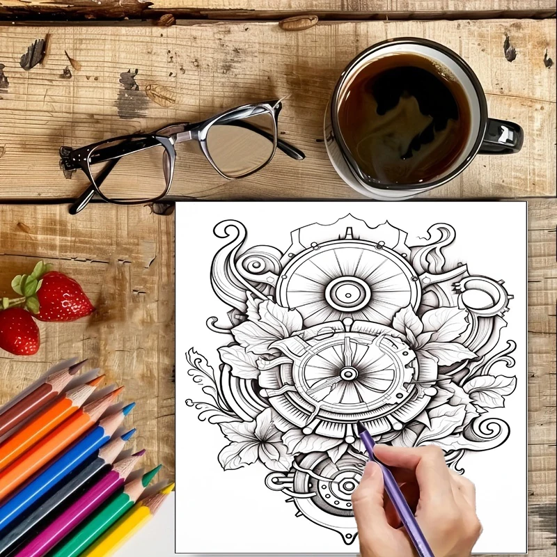 Coloring Book Steampunk Flower - Street Fashion Punk incelemesi ve fiyatı