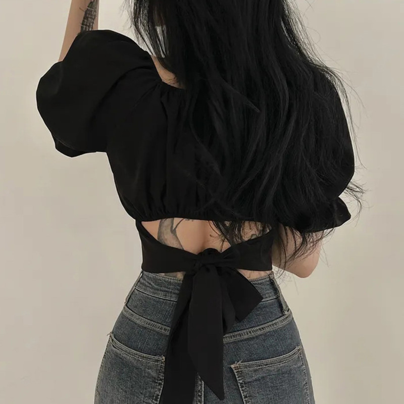2025 Summer Lace Up Backless T - Street Fashion In Korea incelemesi ve fiyatı
