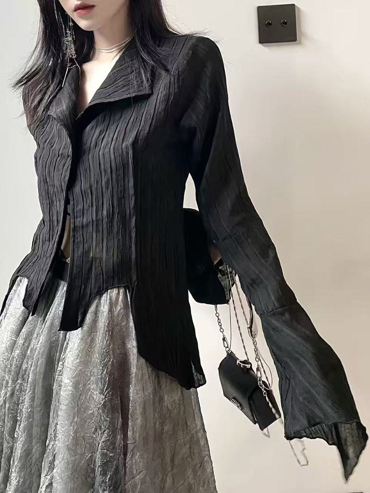 Gothic Women Black Shirts Y2K  - Street Fashion Punk incelemesi ve fiyatı