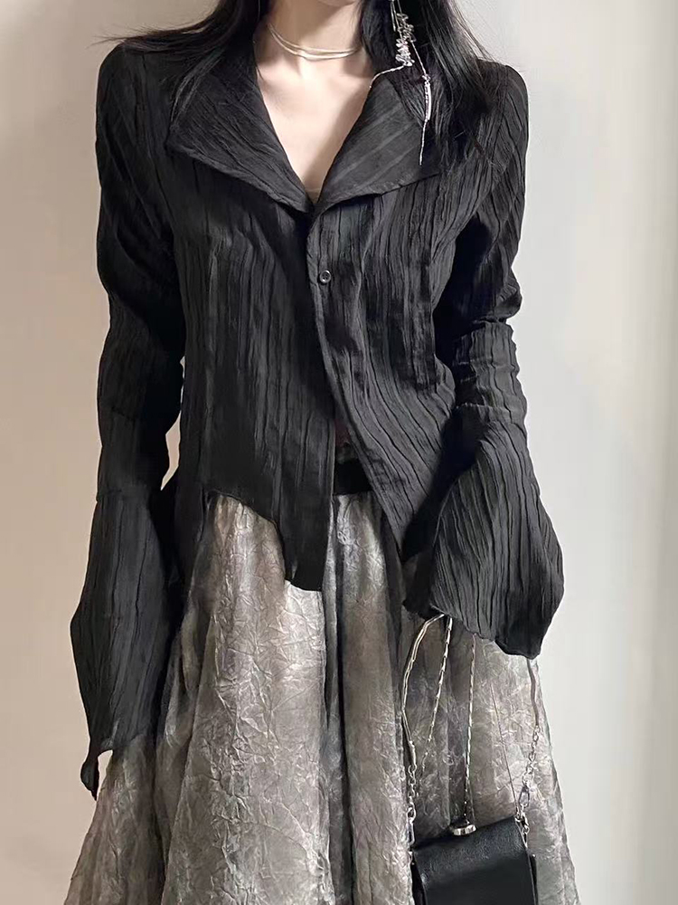 Gothic Women Black Shirts Y2K  - Street Fashion Punk incelemesi ve fiyatı